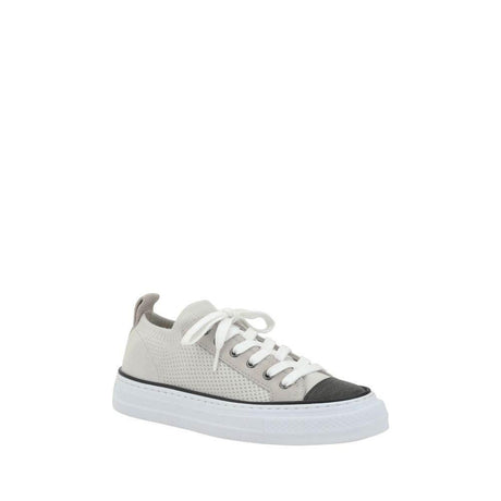 Brunello Cucinelli Mesh cotton and suede Sneakers - Hilstor