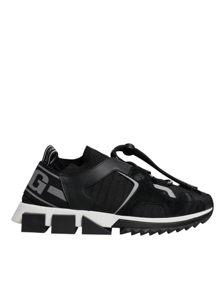 Dolce & Gabbana Black Mesh Sorrento Trekking Sneakers Shoes - Hilstor