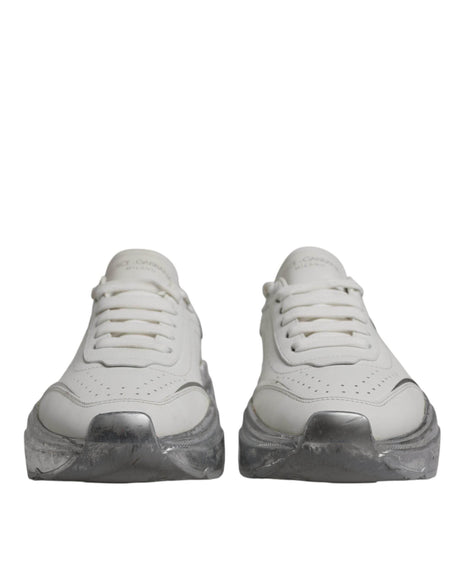 Dolce & Gabbana White Silver Daymaster Low Top Sneaker Shoes - Hilstor