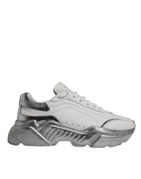 Dolce & Gabbana White Silver Daymaster Low Top Sneaker Shoes - Hilstor