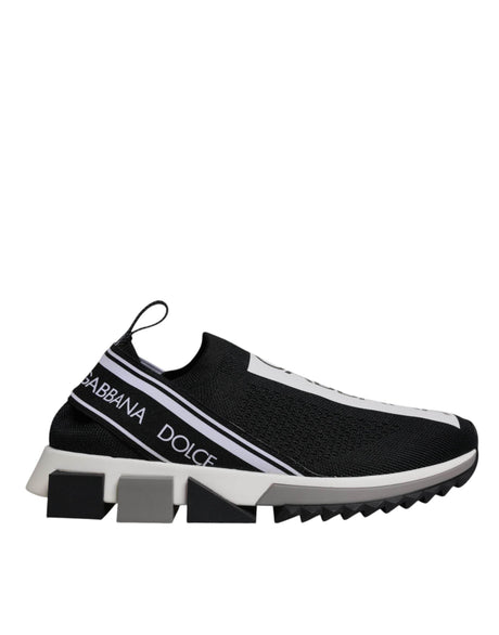 Dolce & Gabbana Black White Slip On Sorrento Sneakers Shoes - Hilstor