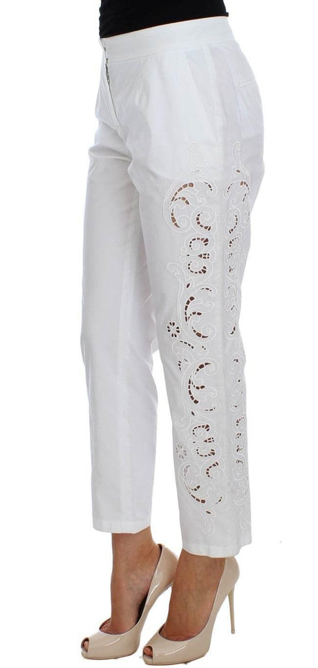 Dolce & Gabbana White Floral Cutout Dress Sicily Pants - Hilstor