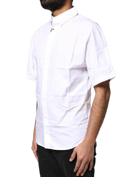 Dolce & Gabbana White Cotton Button Down Casual Men Polo Shirt - Hilstor