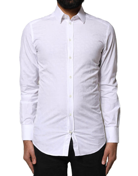 Dolce & Gabbana White GOLD Cotton Long Sleeves Dress Shirt - Hilstor