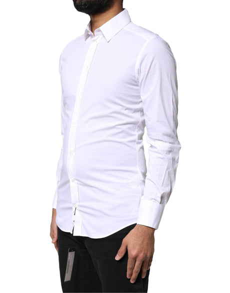 Dolce & Gabbana White GOLD Cotton Long Sleeves Dress Shirt - Hilstor