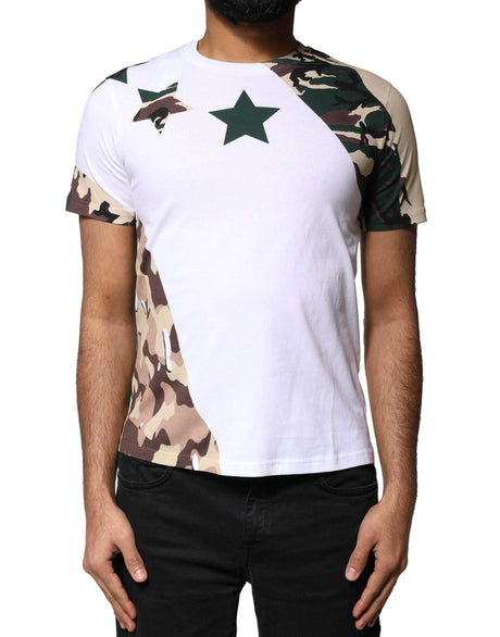 Dolce & Gabbana White Camouflage Stars Crew Neck T-shirt - Hilstor