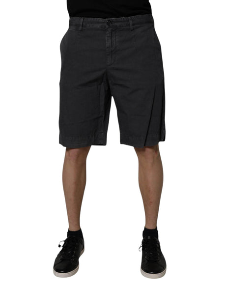 Dolce & Gabbana Dark Gray Cotton Mid Waist Men Bermuda Shorts - Hilstor