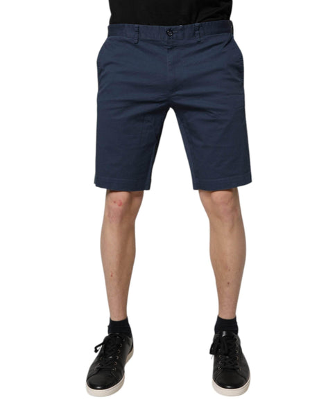 Dolce & Gabbana Blue Cotton Mid Waist Men Bermuda Shorts - Hilstor