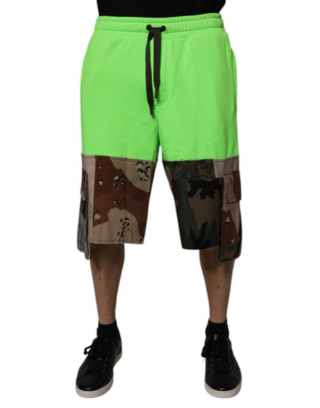 Dolce & Gabbana Green Patchwork Cargo Bermuda Shorts - Hilstor