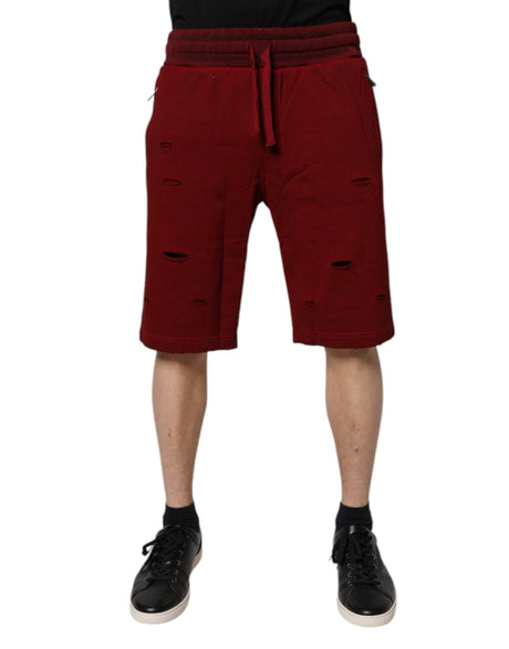 Dolce & Gabbana Maroon Rip Style Bermuda Sweatshorts Shorts - Hilstor