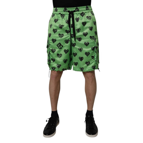 Dolce & Gabbana Green Heart Print Cargo Men Bermuda Shorts - Hilstor