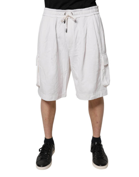 Dolce & Gabbana White Cotton Cargo Bermuda Sweatshorts Shorts - Hilstor