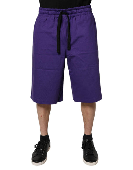 Dolce & Gabbana Purple Cotton Men Bermuda Sweatshorts Shorts - Hilstor