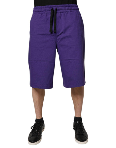 Dolce & Gabbana Purple Cotton Men Bermuda Sweatshorts Shorts - Hilstor