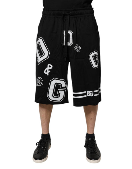 Dolce & Gabbana Black Logo Cotton Bermuda Sweatshorts Shorts - Hilstor