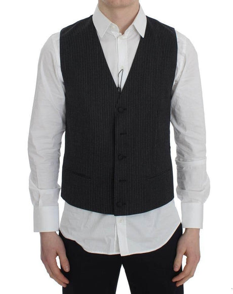 Dolce & Gabbana Gray Striped Formal Vest - Hilstor