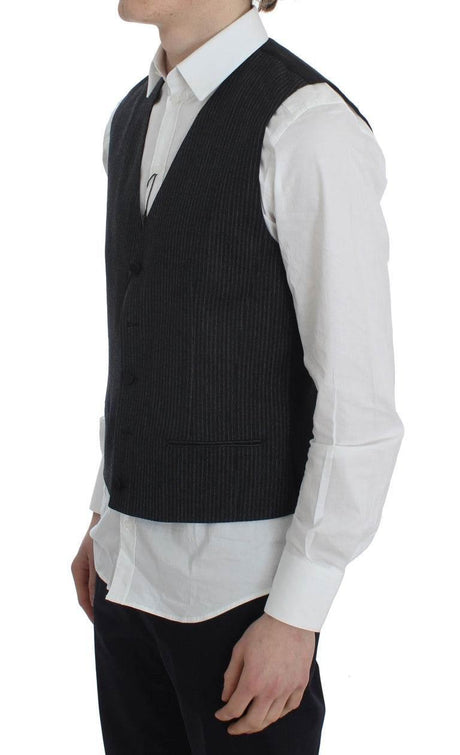 Dolce & Gabbana Gray Striped Formal Vest - Hilstor