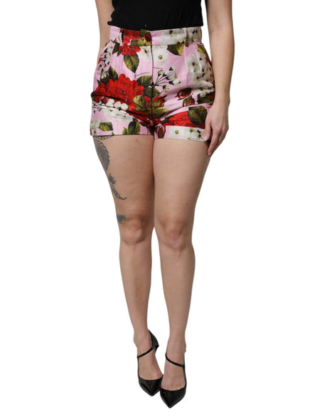 Dolce & Gabbana Pink Floral Print High Waist Hotpants Short - Hilstor