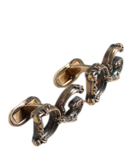 Dolce & Gabbana Gold Tone 925 Sterling Silver DG Logo Accessory Cufflink - Hilstor