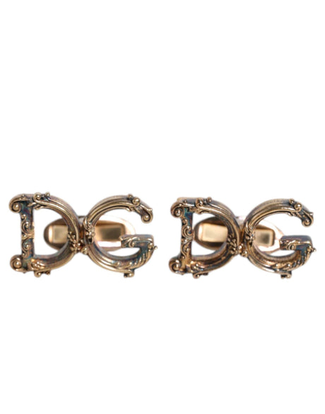 Dolce & Gabbana Gold Tone 925 Sterling Silver DG Logo Accessory Cufflink - Hilstor