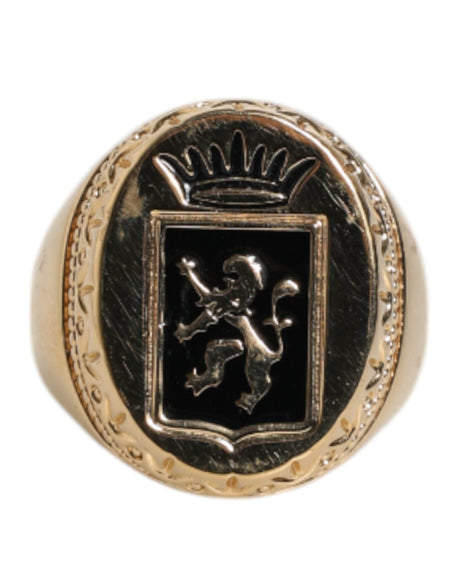 Dolce & Gabbana Gold Tone Engraved Logo Two Color Jewelry Ring - Hilstor