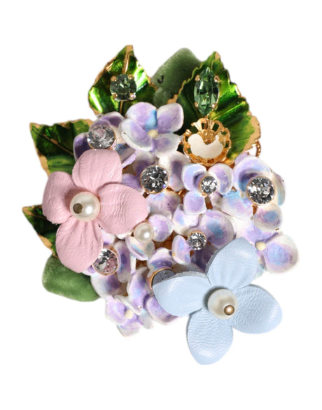 Dolce & Gabbana Multicolor Floral Crystals Pearls Enamel Accents Brooch - Hilstor