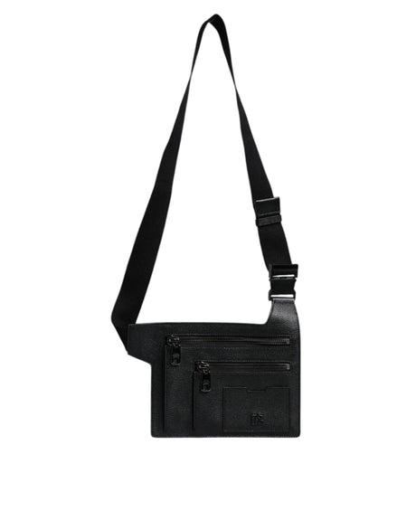 Dolce & Gabbana Black Calfskin Leather Messenger Crossbody Bag - Hilstor