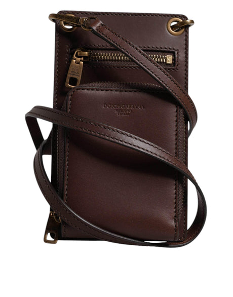 Dolce & Gabbana Brown Leather Neck Strap Cross Body Sling Bag - Hilstor