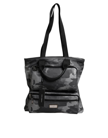 Dolce & Gabbana Gray Camo Cotton Multiple Compartments Tote Bag - Hilstor