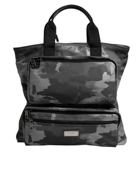 Dolce & Gabbana Gray Camo Cotton Multiple Compartments Tote Bag - Hilstor