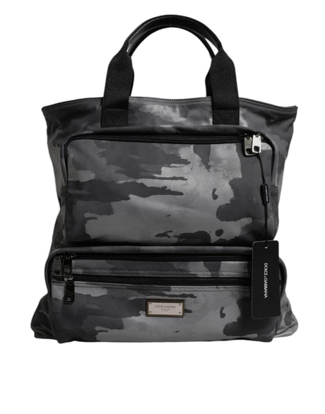 Dolce & Gabbana Gray Camo Cotton Multiple Compartments Tote Bag - Hilstor