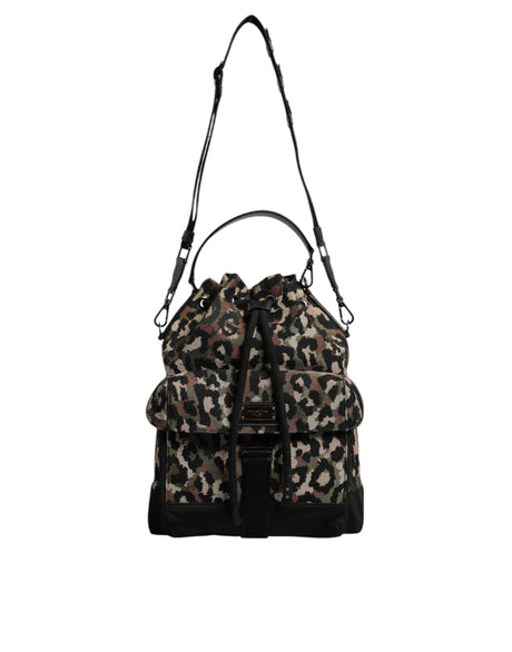 Dolce & Gabbana Multicolor Leopard Cotton Shoulder Bucket Bag - Hilstor