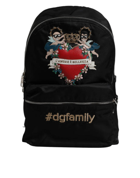 Dolce & Gabbana Black Nylon #DGFAMILY Embellished Backpack VULCANO Bag - Hilstor