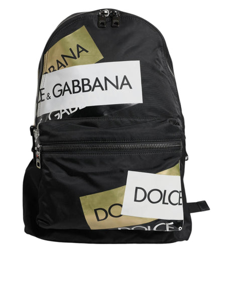 Dolce & Gabbana Black Logo Tape Polyamide School Travel Backpack Bag - Hilstor
