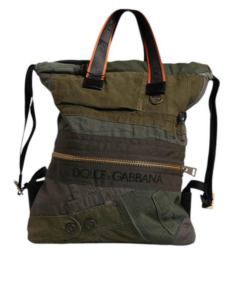 Dolce & Gabbana Military Green Patchwork Rucksack Backpack Bag - Hilstor