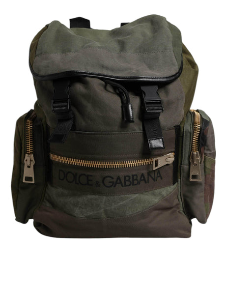 Dolce & Gabbana Military Green Patchwork School Backpack Bag - Hilstor