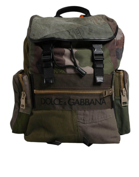Dolce & Gabbana Military Green Patchwork School Backpack Bag - Hilstor