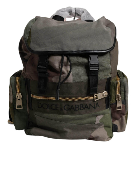 Dolce & Gabbana Military Green Patchwork School Backpack Bag - Hilstor