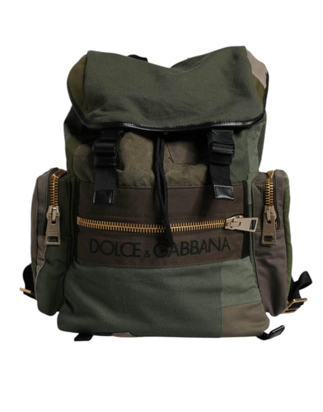 Dolce & Gabbana Military Green Patchwork School Backpack Bag - Hilstor