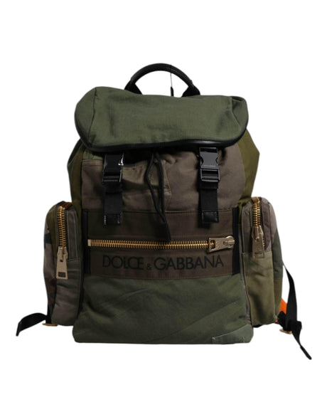 Dolce & Gabbana Military Green Patchwork Travel Backpack Bag - Hilstor