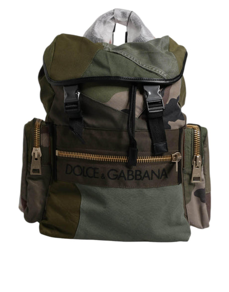 Dolce & Gabbana Military Green Patchwork Travel Backpack Bag - Hilstor