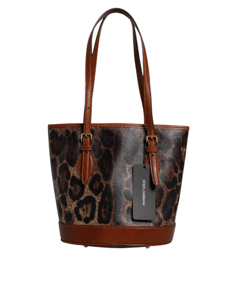 Dolce & Gabbana Brown Leopard Leather Shoulder Strap Tote Bag - Hilstor