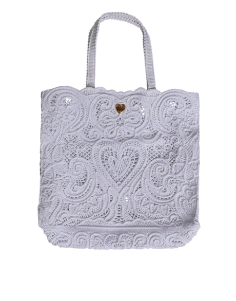 Dolce & Gabbana White Cordonetto Lace Beatrice Tote Shopping Bag - Hilstor