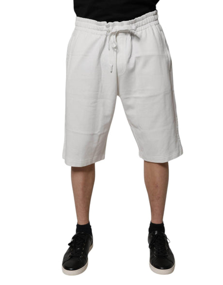 Dolce & Gabbana White Cotton Sweatshorts Men Bermuda Shorts - Hilstor