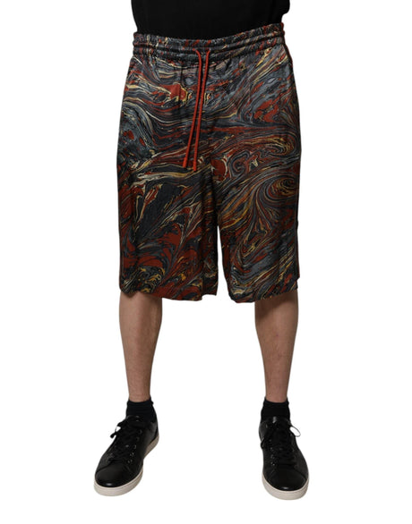 Dolce & Gabbana Multicolor Marble Print Trouser Bermuda Shorts - Hilstor
