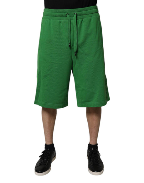 Dolce & Gabbana Green Cotton Men Sweatshorts Bermuda Shorts - Hilstor