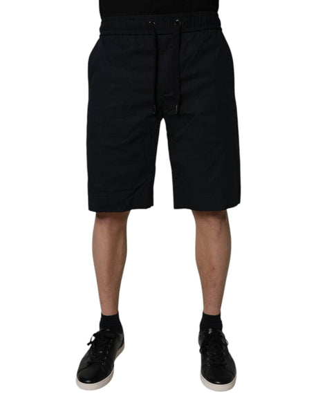 Dolce & Gabbana Black Cotton Sweatshorts Men Bermuda Shorts - Hilstor