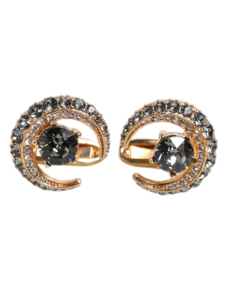 Dolce & Gabbana Brass Gold Black Crystal Luna Cufflink - Hilstor