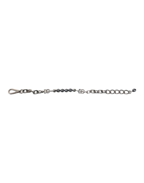 Dolce & Gabbana Silver Tone Chain Lobster Clasp Logo Gray Pearls Bracelet - Hilstor