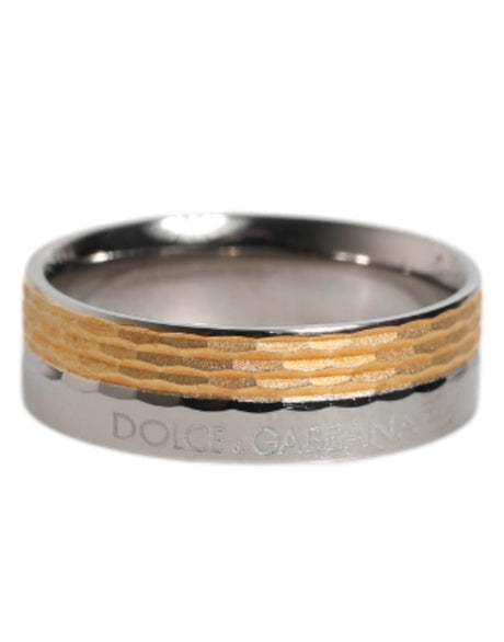 Dolce & Gabbana Gold Silver Tone Real Brass DG Logo Ring - Hilstor